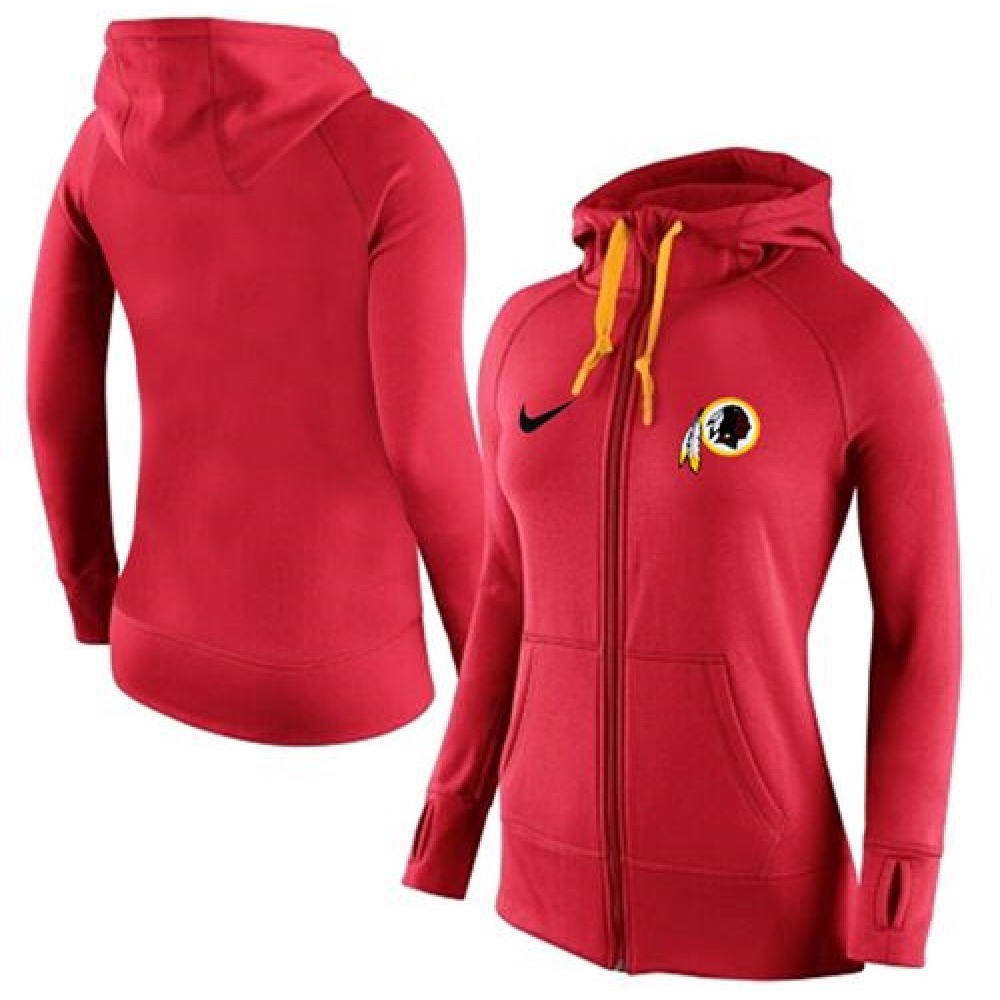 Women's Nike Washington Redskins Full-Zip Performance Hoodie Red_2