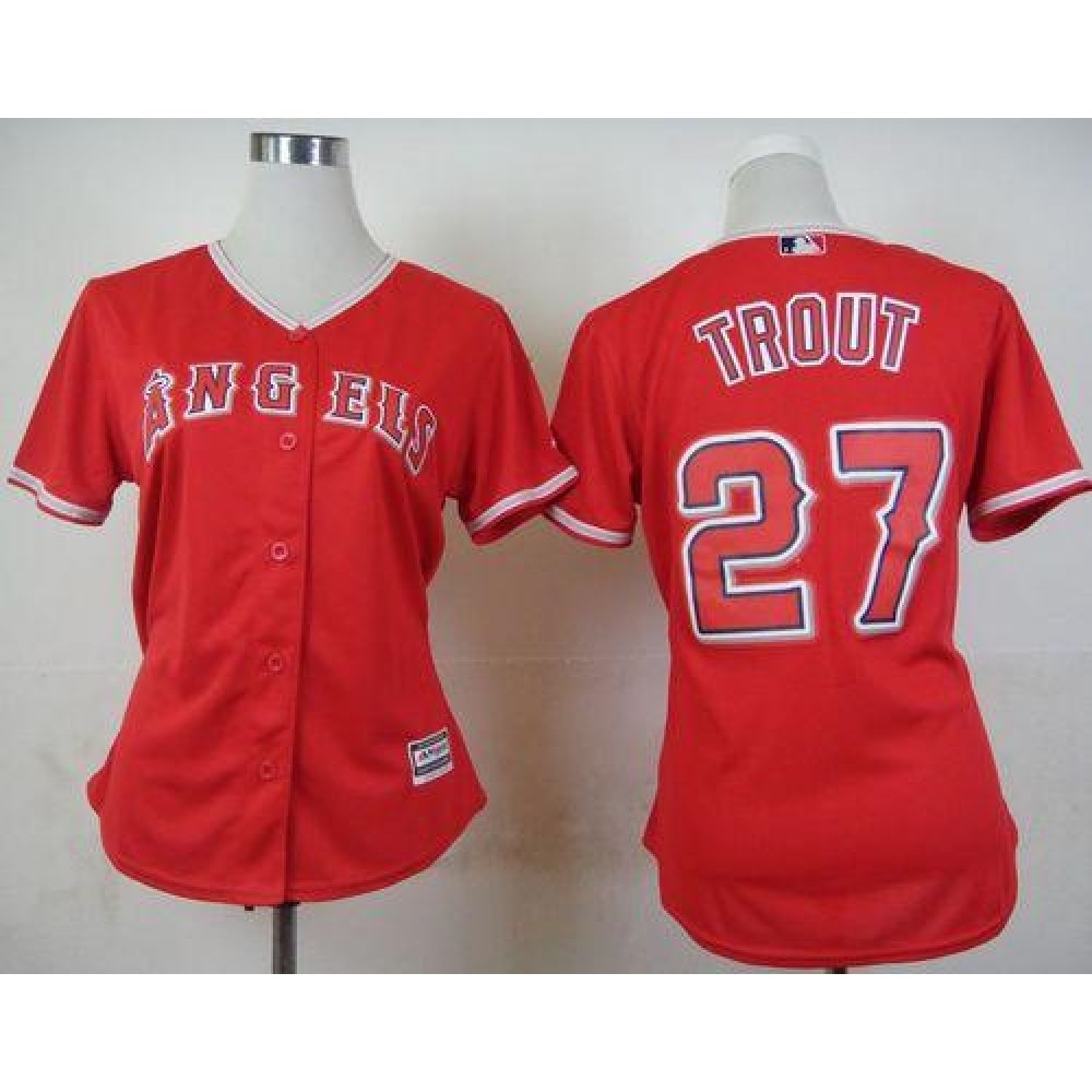 Angels #27 Mike Trout Red Alternate Women's Stitched MLB Jersey