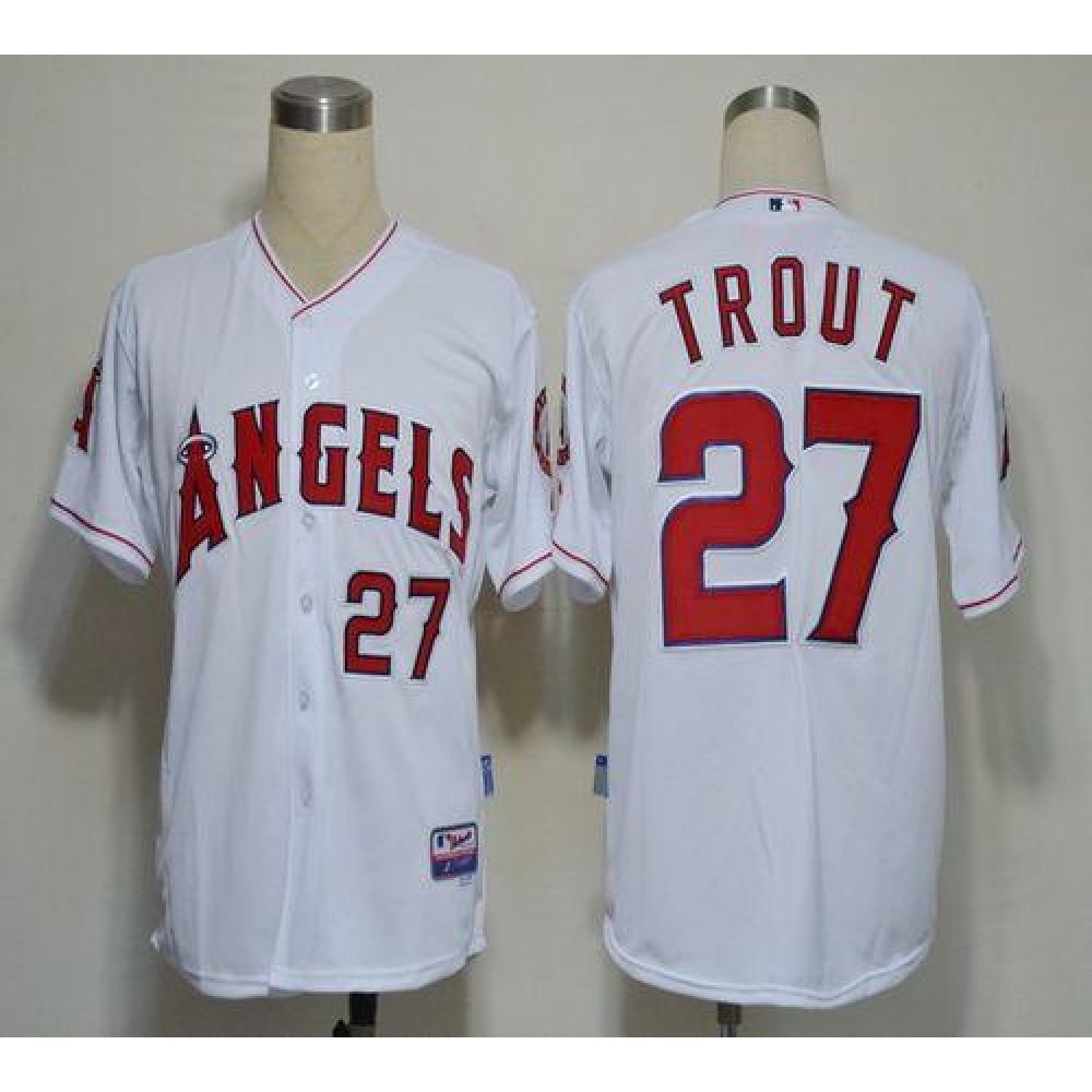 Angels of Anaheim #27 Mike Trout White Cool Base Stitched MLB Jersey