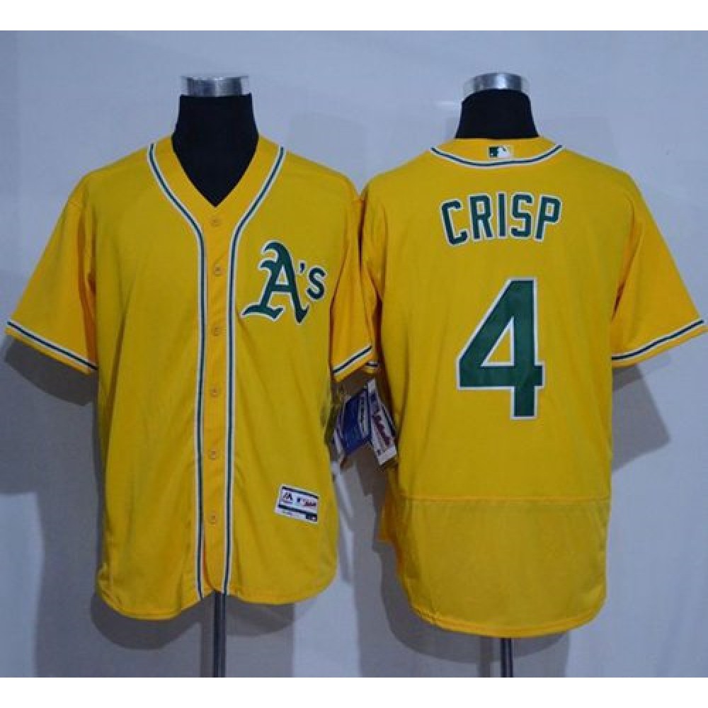 Athletics #4 Coco Crisp Gold Flexbase Authentic Collection Stitched MLB Jersey