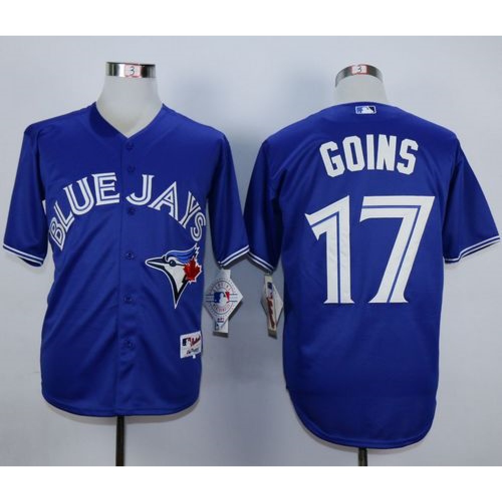 Blue Jays #17 Ryan Goins Blue Cool Base Stitched MLB Jersey
