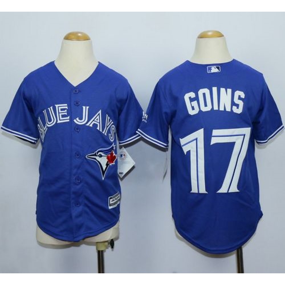 Blue Jays #17 Ryan Goins Blue Cool Base Stitched Youth MLB Jersey