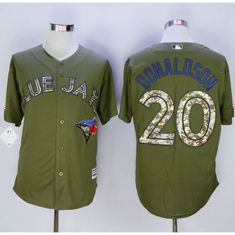 Blue Jays #20 Josh Donaldson Green Camo New Cool Base Stitched MLB Jersey