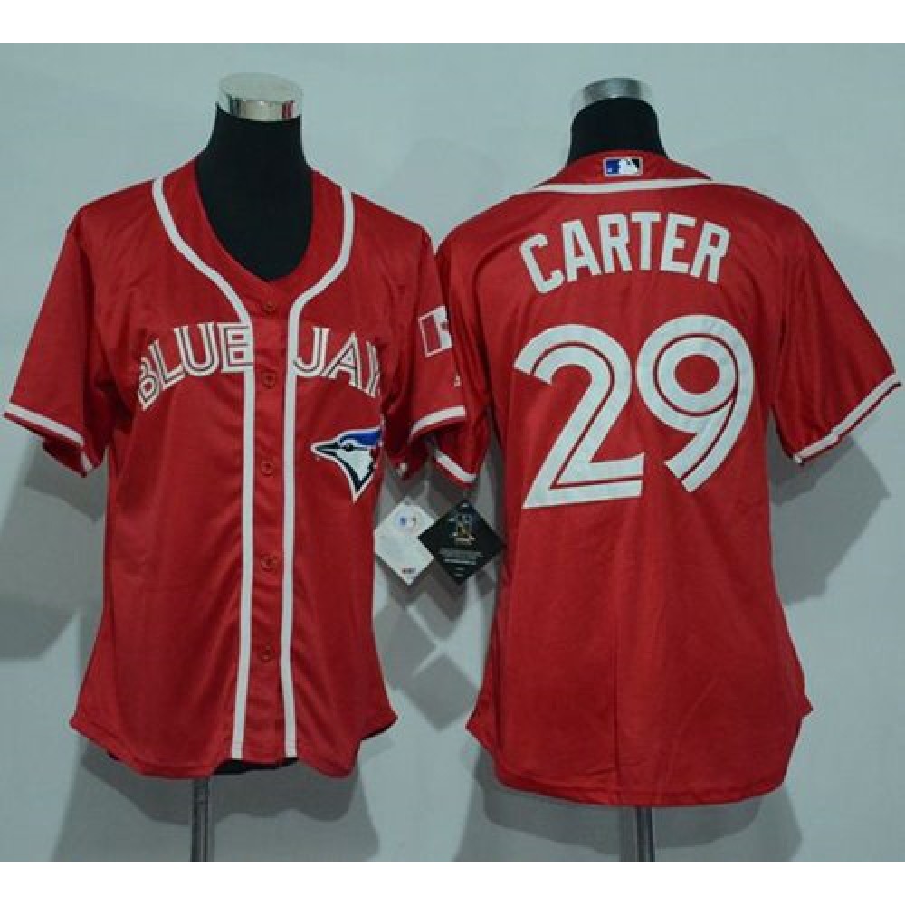 Blue Jays #29 Joe Carter Red Women's Canada Day Stitched MLB Jersey