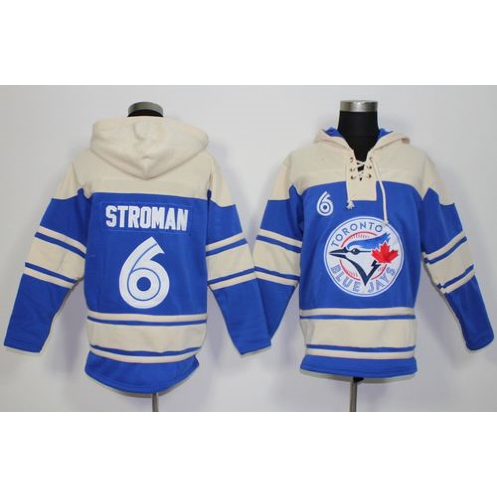 Blue Jays #6 Marcus Stroman Blue Sawyer Hooded Sweatshirt MLB Hoodie