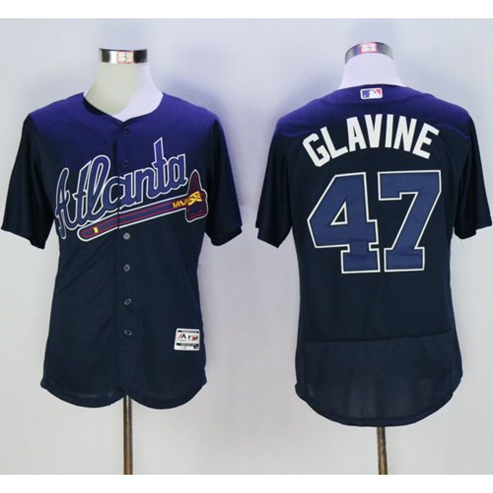 Braves #47 Tom Glavine Navy Blue Flexbase Authentic Collection Stitched MLB Jersey