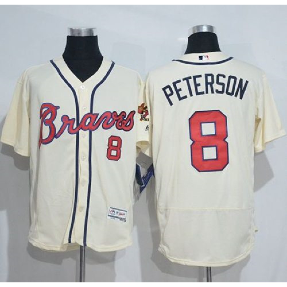 Braves #8 Jace Peterson Cream Flexbase Authentic Collection Stitched MLB Jersey