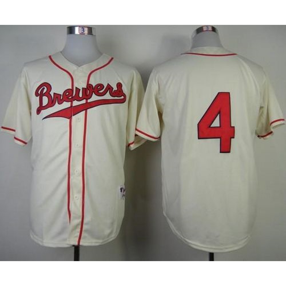 Brewers #4 Paul Molitor Cream 1948 Turn Back The Clock Stitched MLB Jersey