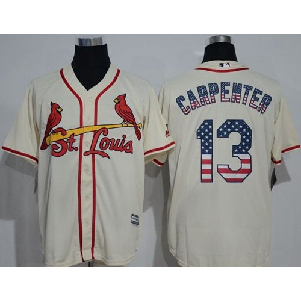 Cardinals #13 Matt Carpenter Cream USA Flag Fashion Stitched MLB Jersey