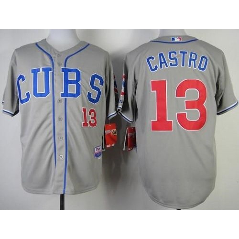 Cubs #13 Starlin Castro Grey Alternate Road Cool Base Stitched MLB Jersey