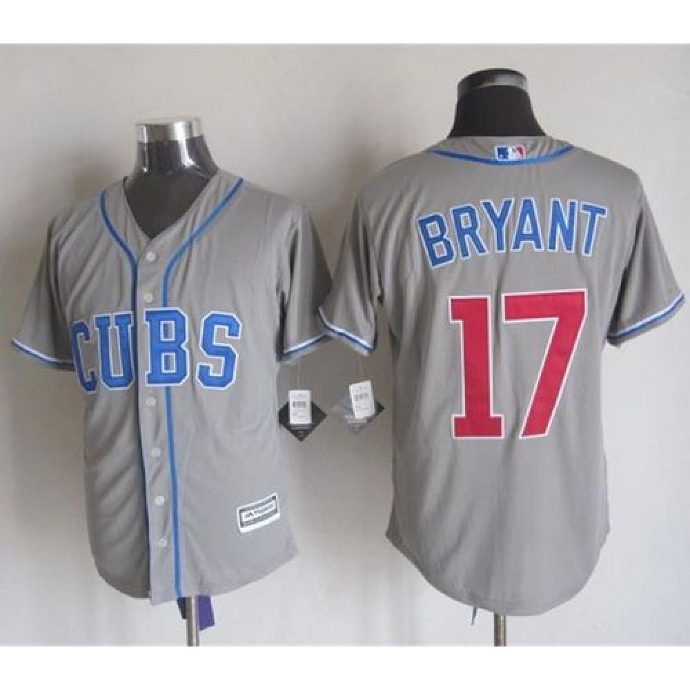 Cubs #17 Kris Bryant Grey Alternate Road New Cool Base Stitched MLB Jersey