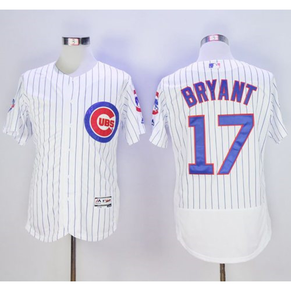Cubs #17 Kris Bryant White Flexbase Authentic Collection with 100 Years at Wrigley Field Commemorative Patch Stitched MLB Jersey