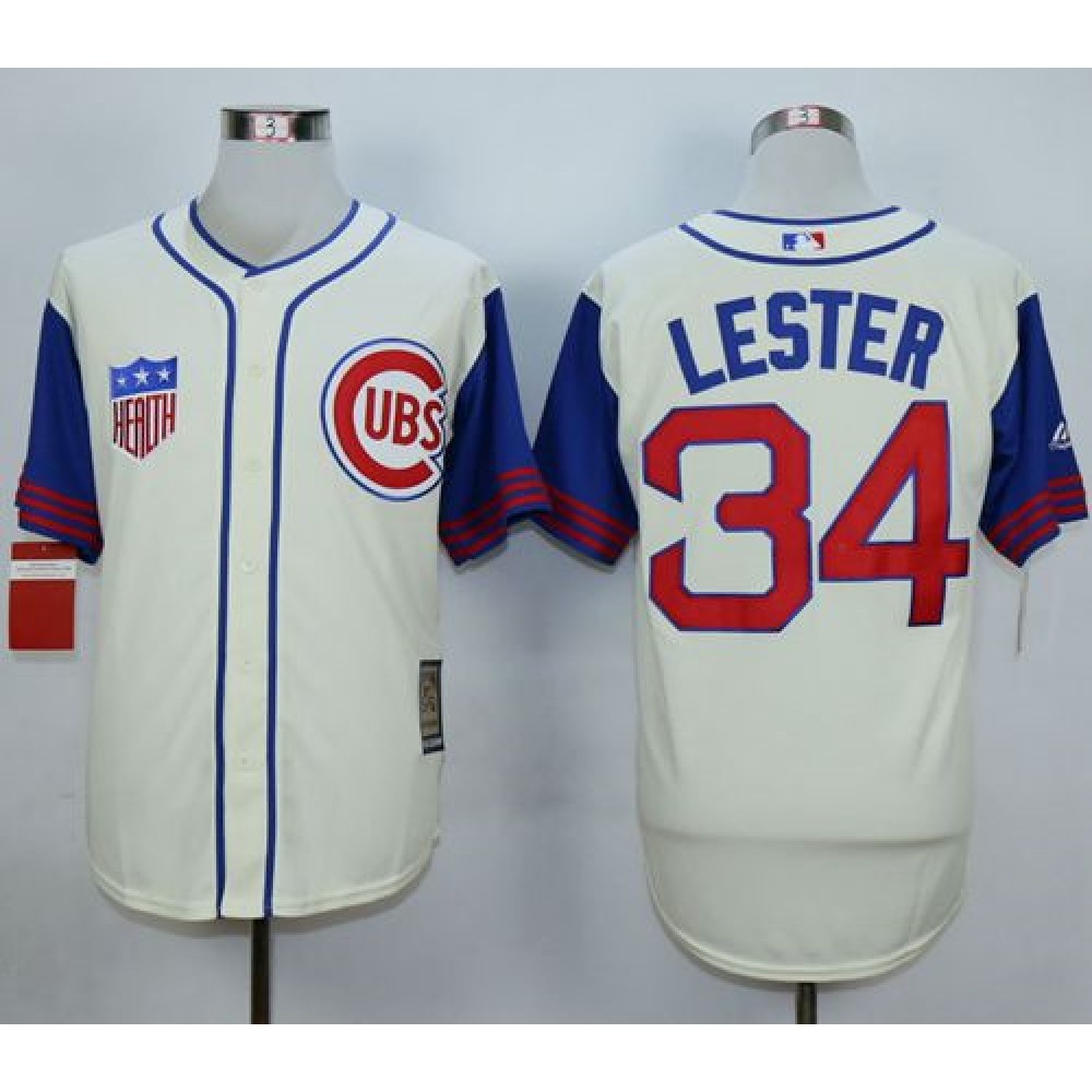 Cubs #34 Jon Lester Cream 1942 Turn Back The Clock Stitched MLB Jersey