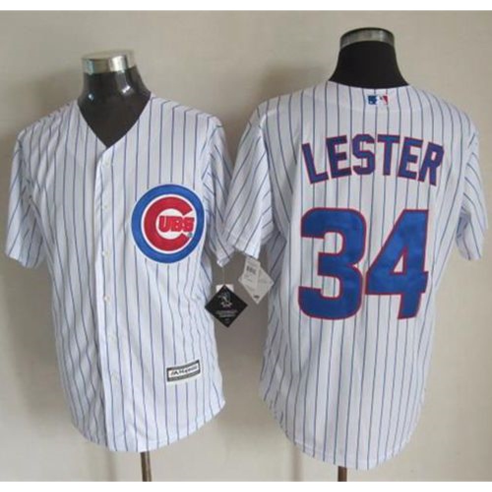 Cubs #34 Jon Lester White Strip New Cool Base Stitched MLB Jersey