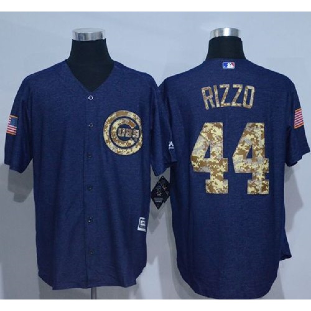 Cubs #44 Anthony Rizzo Denim Blue Salute to Service Stitched MLB Jersey