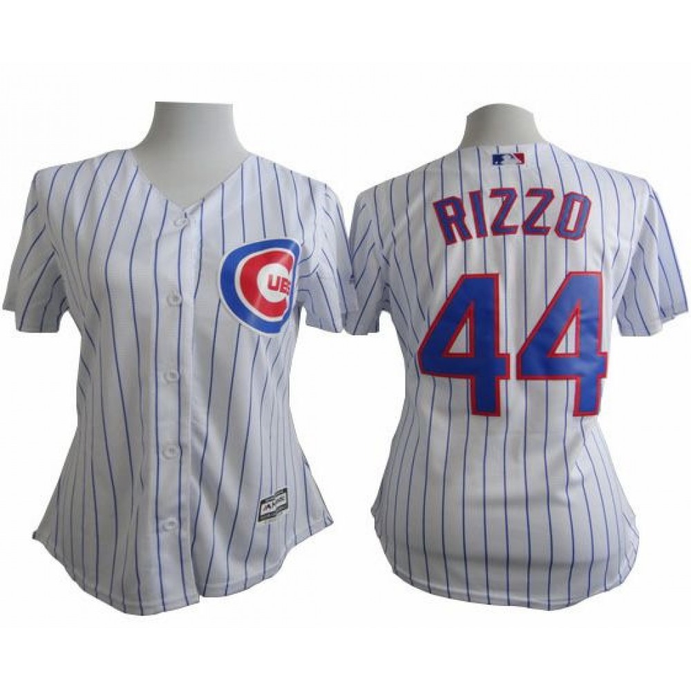 Cubs #44 Anthony Rizzo White(Blue Strip) Women's Fashion Stitched MLB Jersey