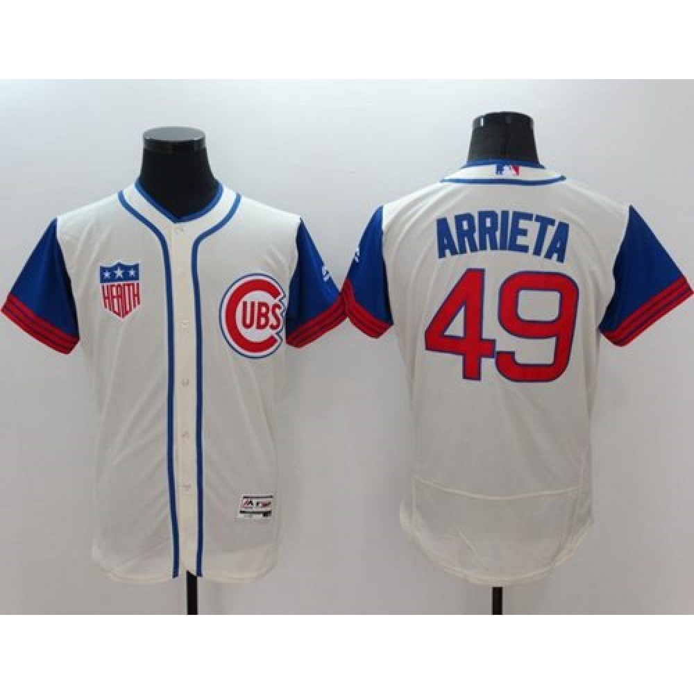 Cubs #49 Jake Arrieta Cream/Blue Flexbase Authentic Collection 1942 Turn Back The Clock Stitched MLB Jersey