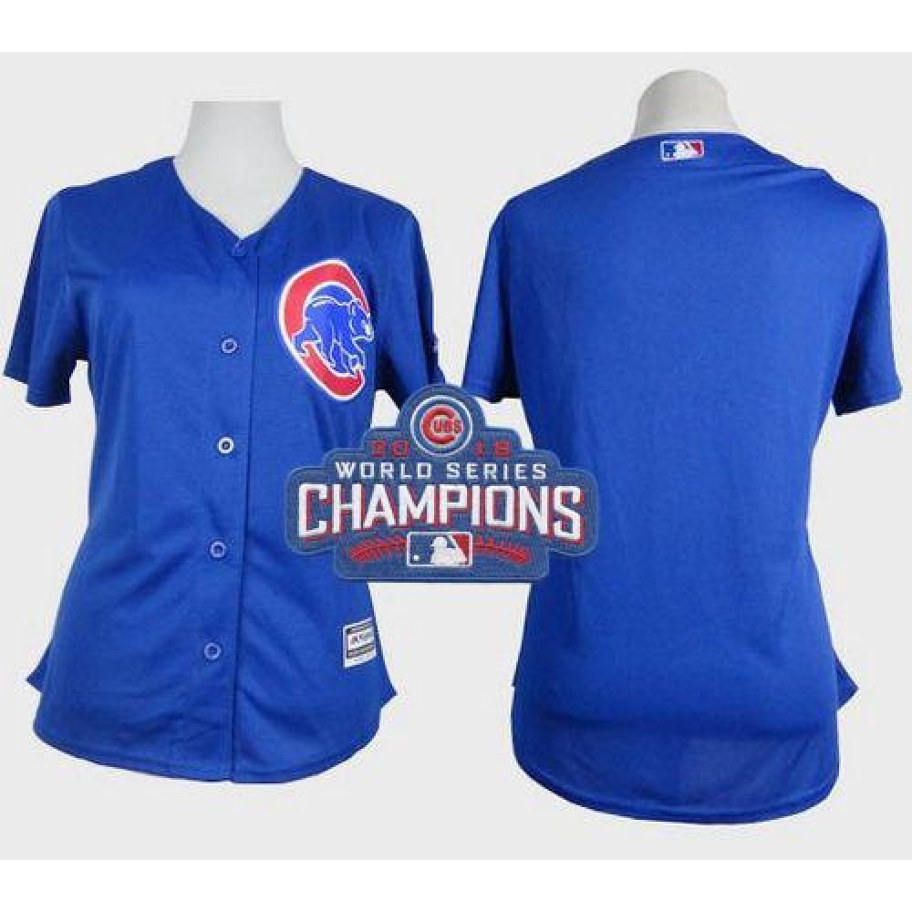 Cubs Blank Blue Alternate 2016 World Series Champions Women's Stitched MLB Jersey