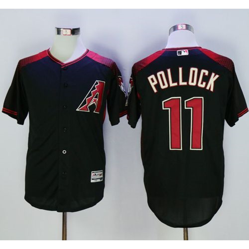 Diamondbacks #11 A. J. Pollock Black/Brick New Cool Base Stitched MLB Jersey