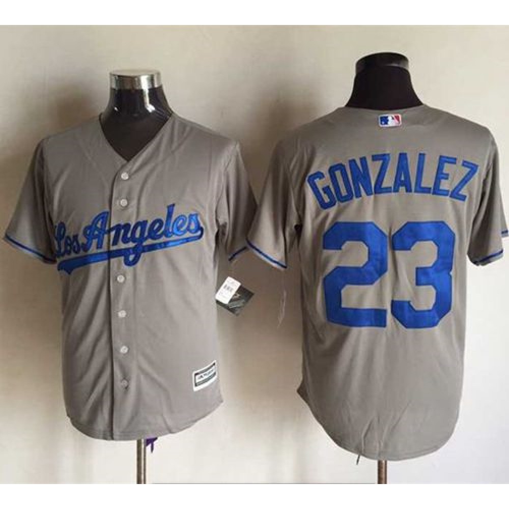 Dodgers #23 Adrian Gonzalez Grey New Cool Base Stitched MLB Jersey