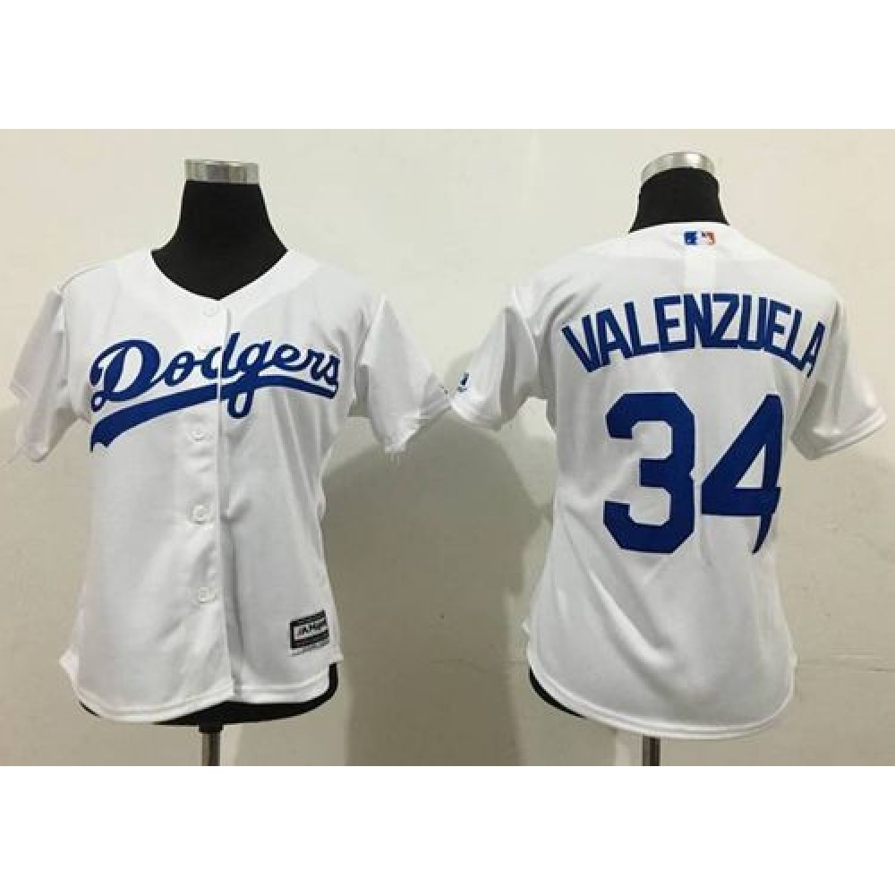 Dodgers #34 Fernando Valenzuela White Lady Fashion Stitched MLB Jersey