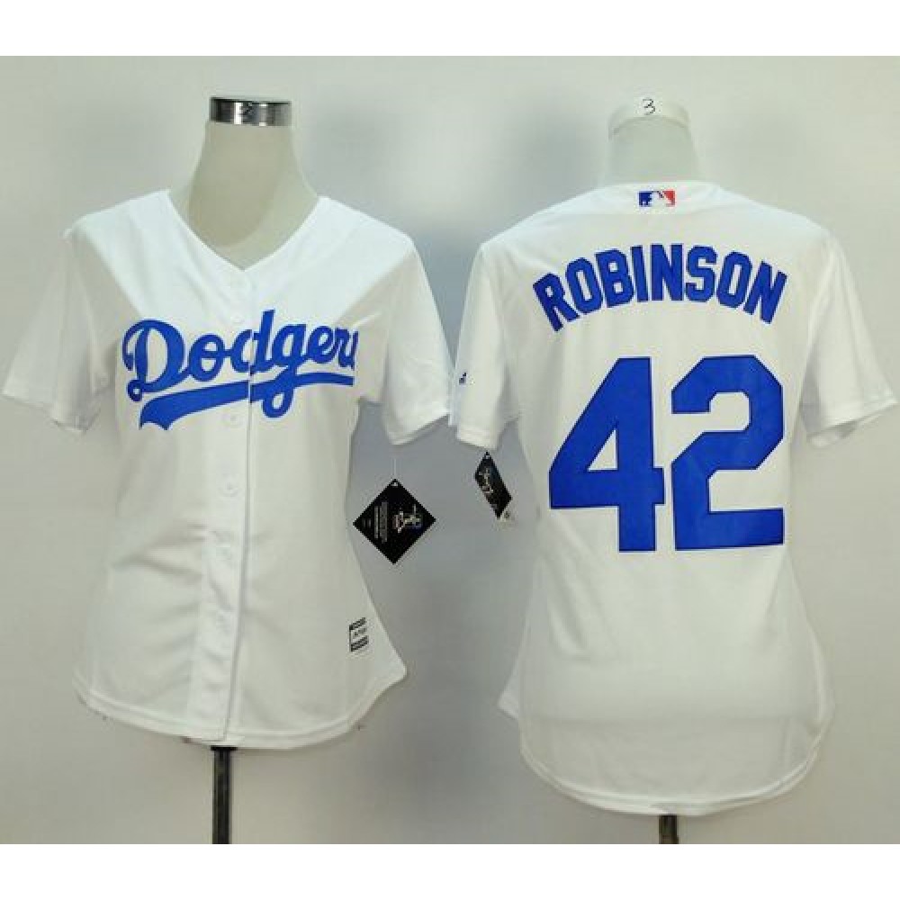 Dodgers #42 Jackie Robinson White Home Women's Stitched MLB Jersey
