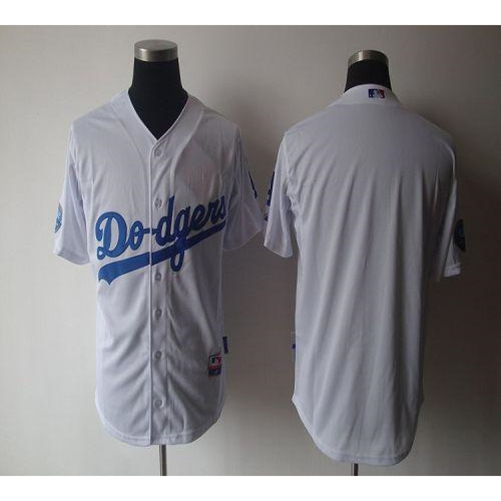 Dodgers Blank White With 50th Anniversary Dodger Stadium Patch Stitched MLB Jersey