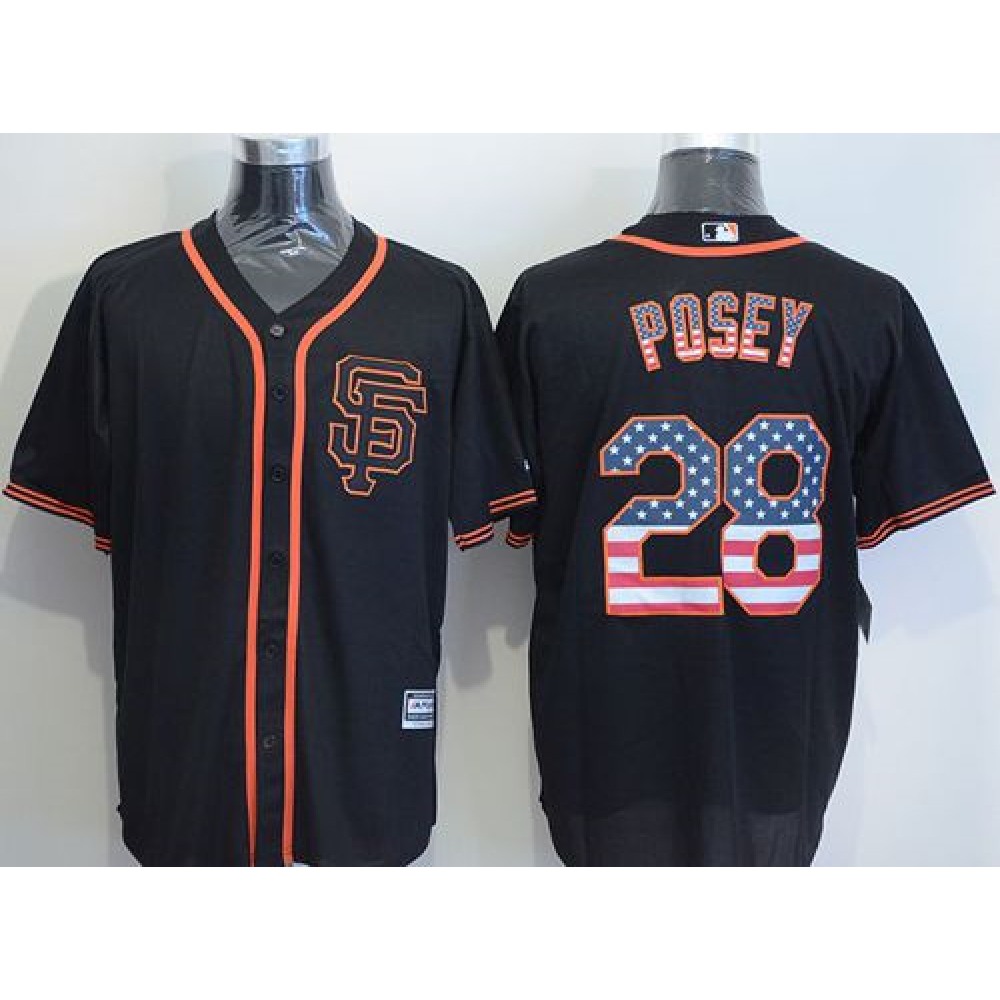 Giants #28 Buster Posey Black USA Flag Fashion Stitched MLB Jersey