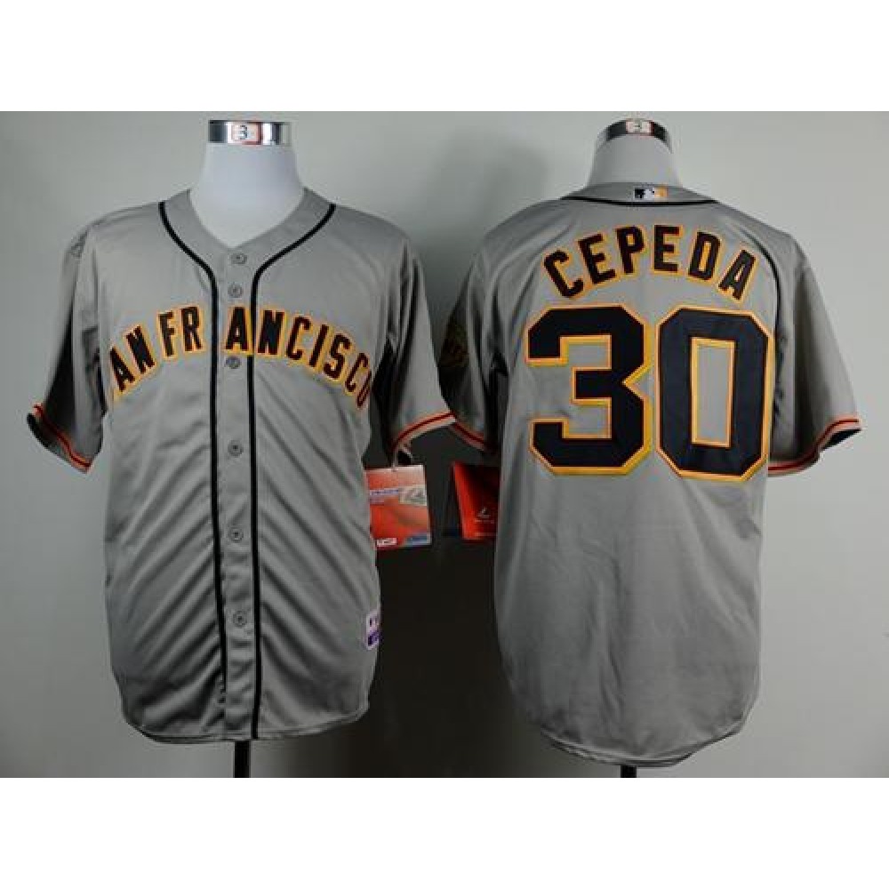 Giants #30 Orlando CePena Grey Road Cool Base Stitched MLB Jersey