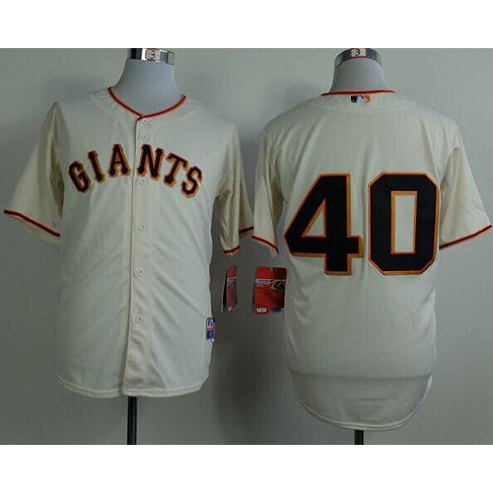 Giants #40 Madison Bumgarner Cream Cool Base Stitched MLB Jersey