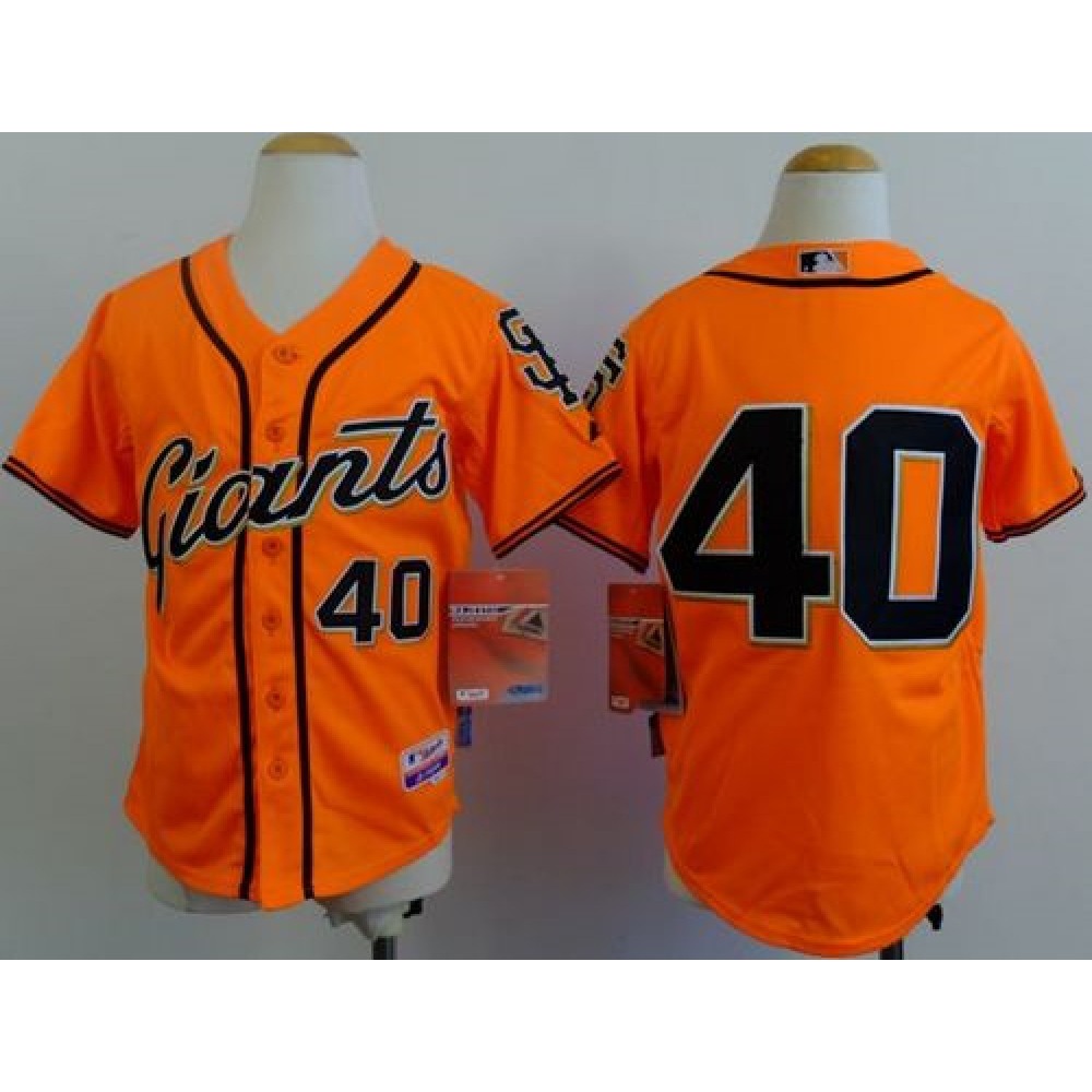 Giants #40 Madison Bumgarner Orange Alternate Stitched Youth MLB Jersey