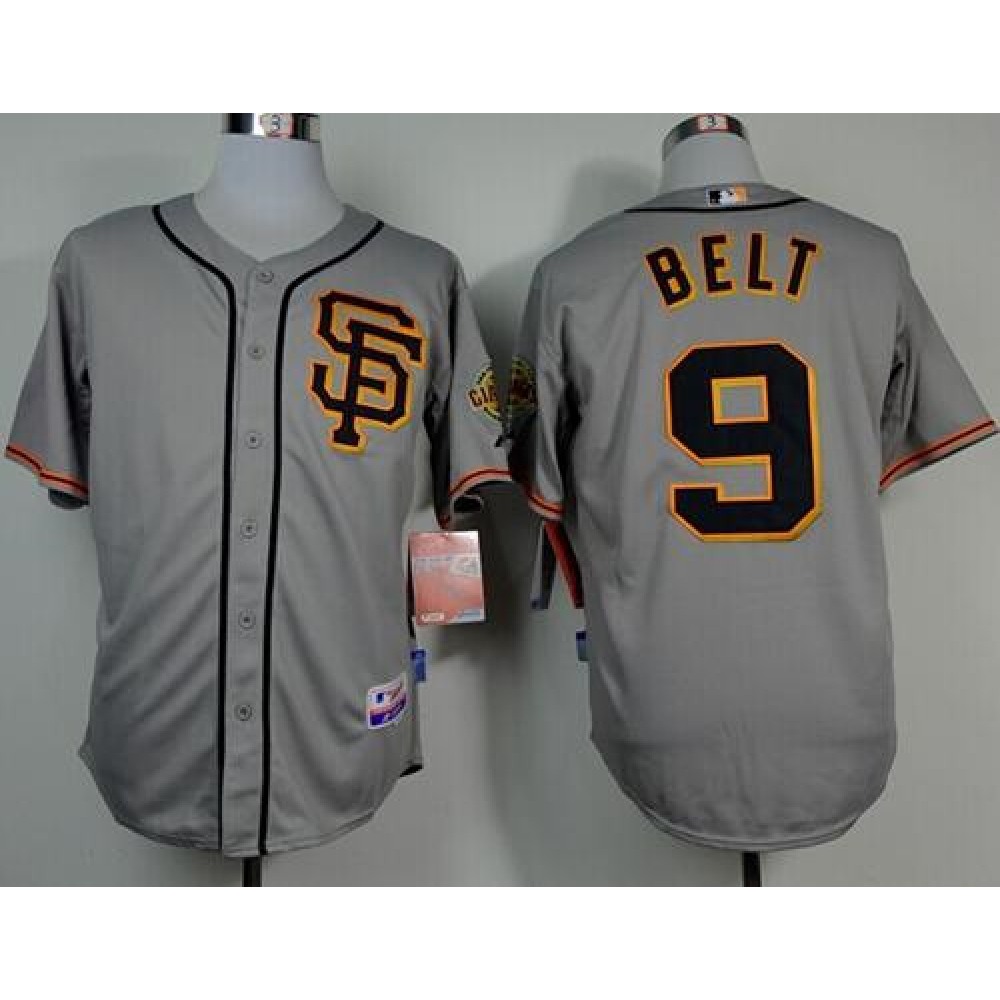 Giants #9 Brandon Belt Grey Road 2 Cool Base Stitched MLB Jersey