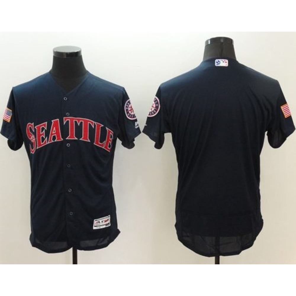 Mariners Blank Navy Blue Fashion Stars & Stripes Flexbase Authentic Stitched MLB Jersey