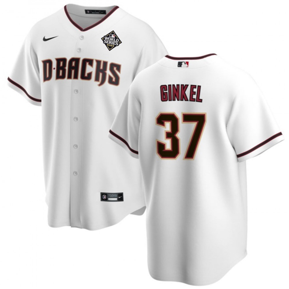 Men's Arizona Diamondbacks #37 Kevin Ginkel White 2023 World Series Cool Base Stitched Baseball Jersey