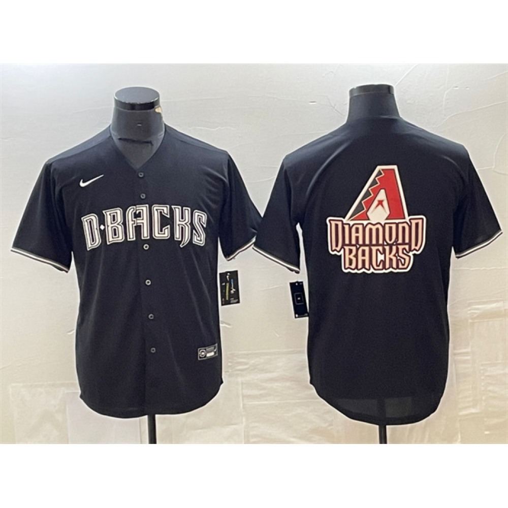 Men's Arizona Diamondbacks Black Team Big Logo Cool Base Stitched Baseball Jersey