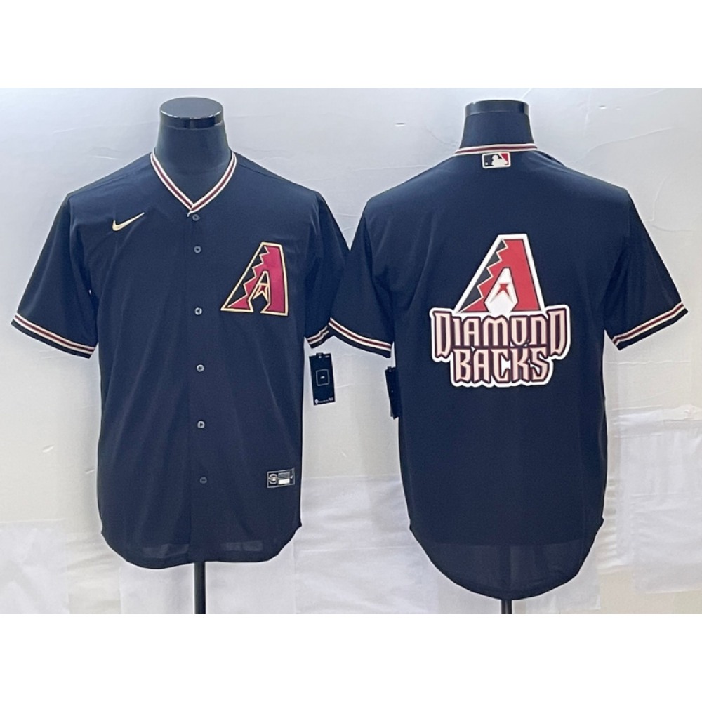 Men's Arizona Diamondbacks Black Team Big Logo Cool Base Stitched Baseball Jersey