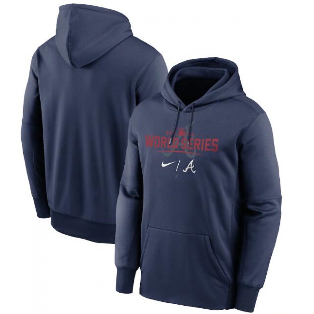 Men's Atlanta Braves 2021 Navy World Series Collection Dugout Pullover Hoodie