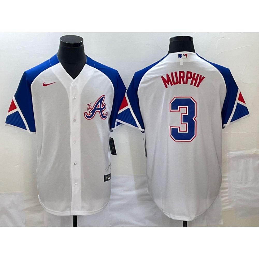 Men's Atlanta Braves #3 Dale Murphy White 2023 City Connect Cool Base Stitched Baseball Jersey