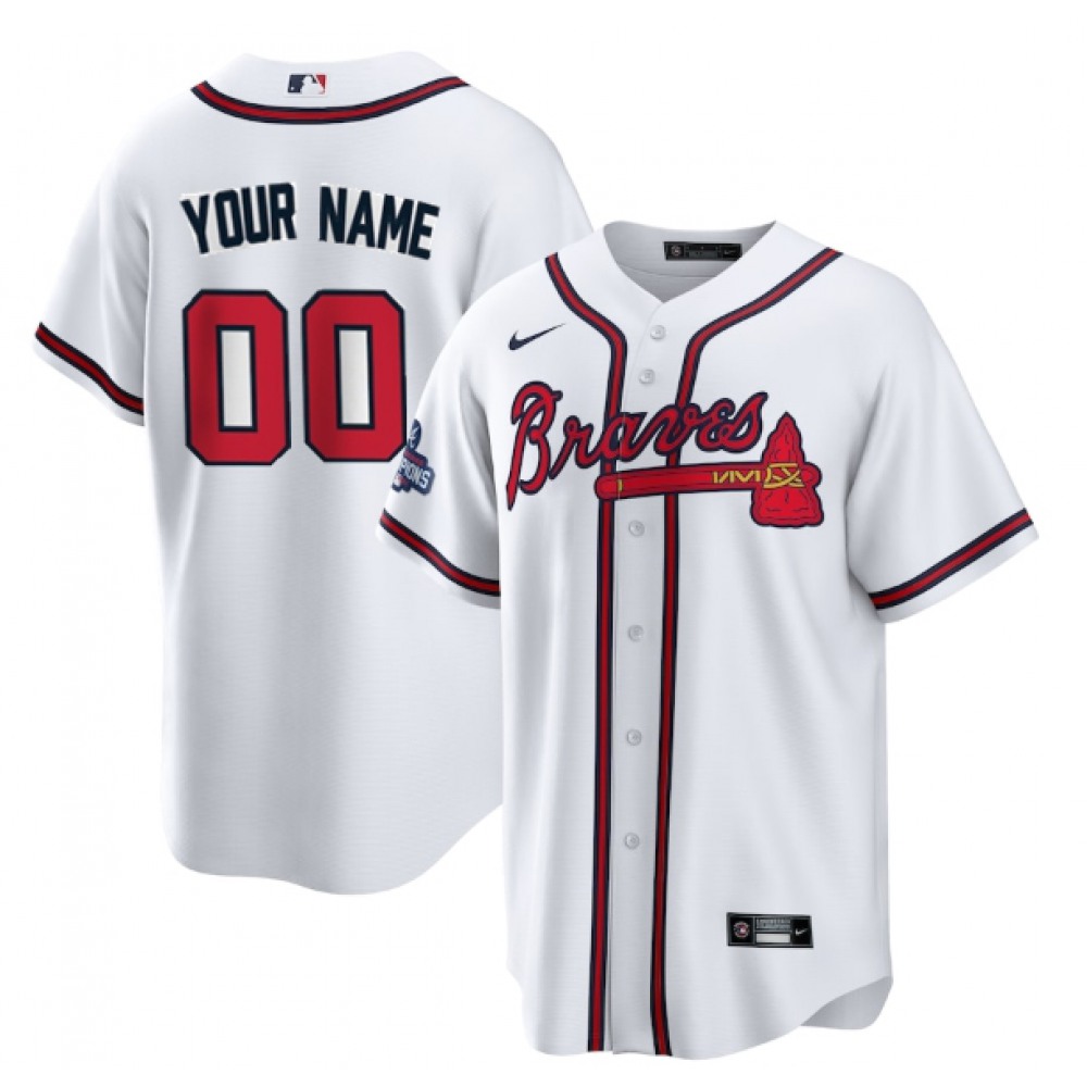 Men's Atlanta Braves Customized 2021 White World Series Champions Cool Base Stitched Jersey