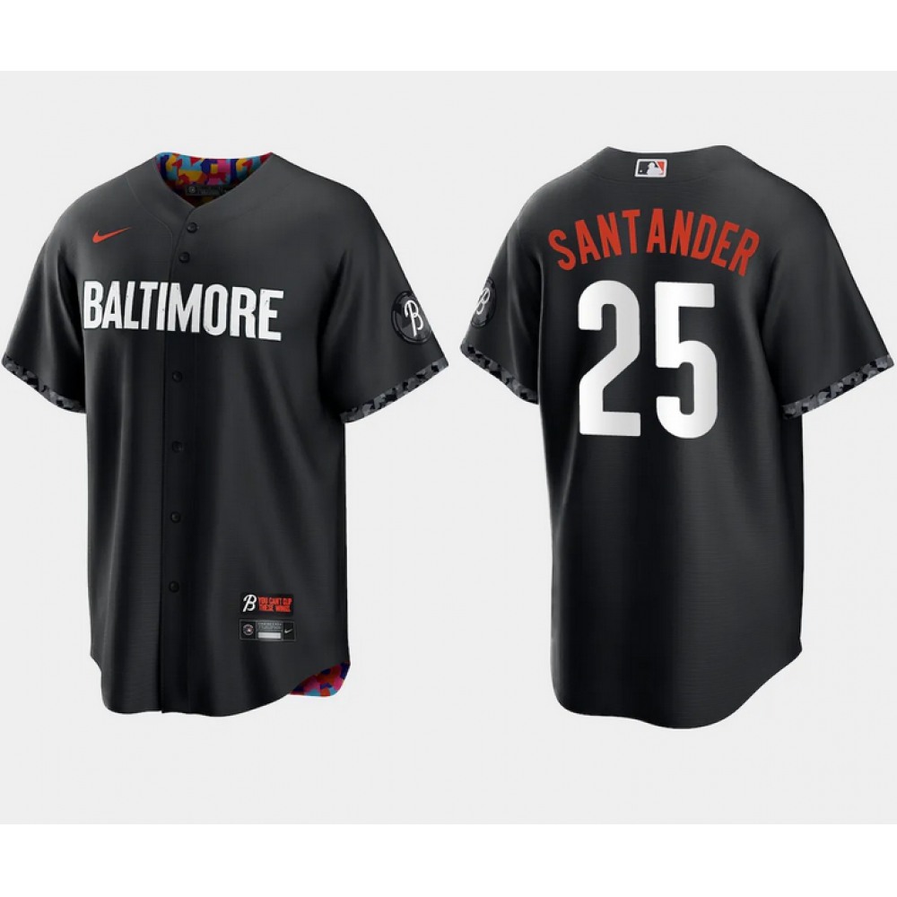 Men's Baltimore Orioles #25 Anthony Santander Black 2023 City Connect Cool Base Stitched Baseball Jersey