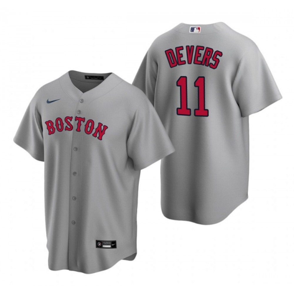 Men's Boston Red Sox #11 Rafael Devers Grey Cool Base Stitched Jersey
