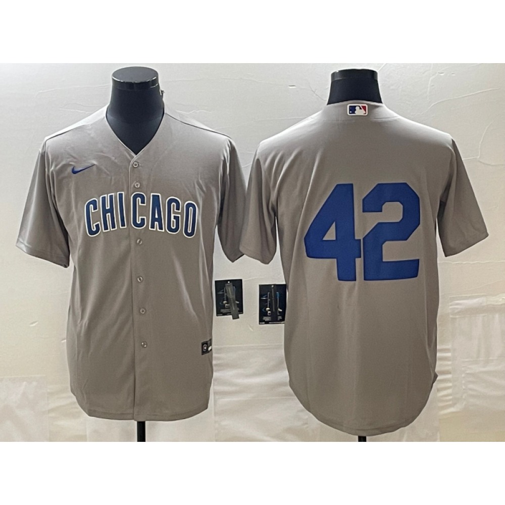 Men's Chicago Cubs #42 Bruce Sutter Gray Cool Base Stitched Jersey