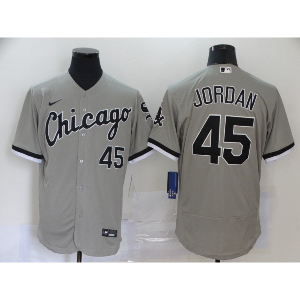 Men's Chicago White Sox #45 Michael Jordan Grey Flex Base Stitched Jersey