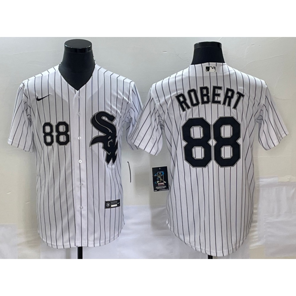 Men's Chicago White Sox #88 Luis Robert White Cool Base Stitched Jersey