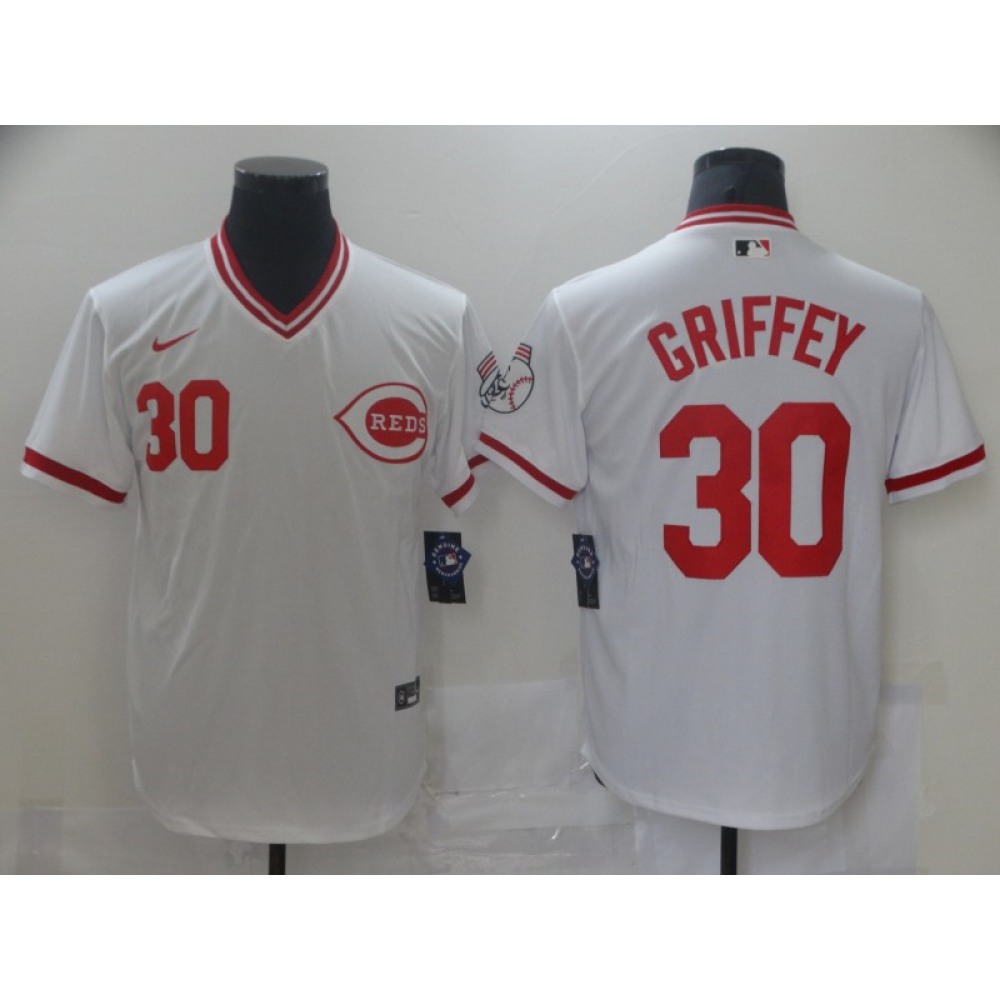 Men's Cincinnati Reds #30 Ken Griffey white Cool white Stitched Jersey