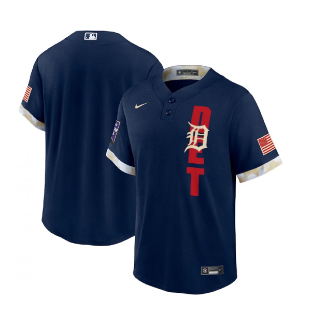 Men's Detroit Tigers Blank 2021 Navy All-Star Cool Base Stitched MLB Jersey