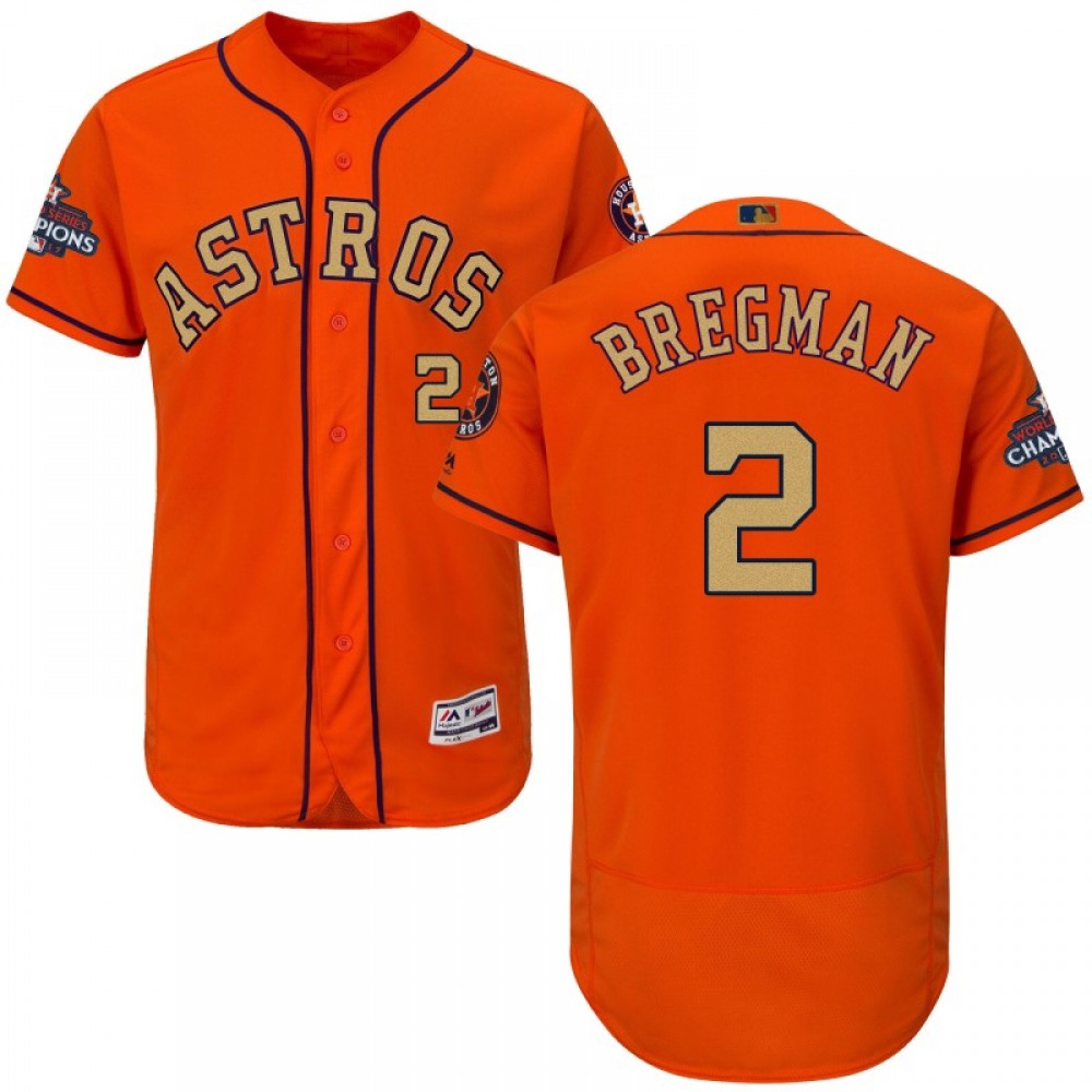 Men's Houston Astros #2 Alex Bregman Orange 2018 Gold Program Flexbase Stitched MLB Jersey