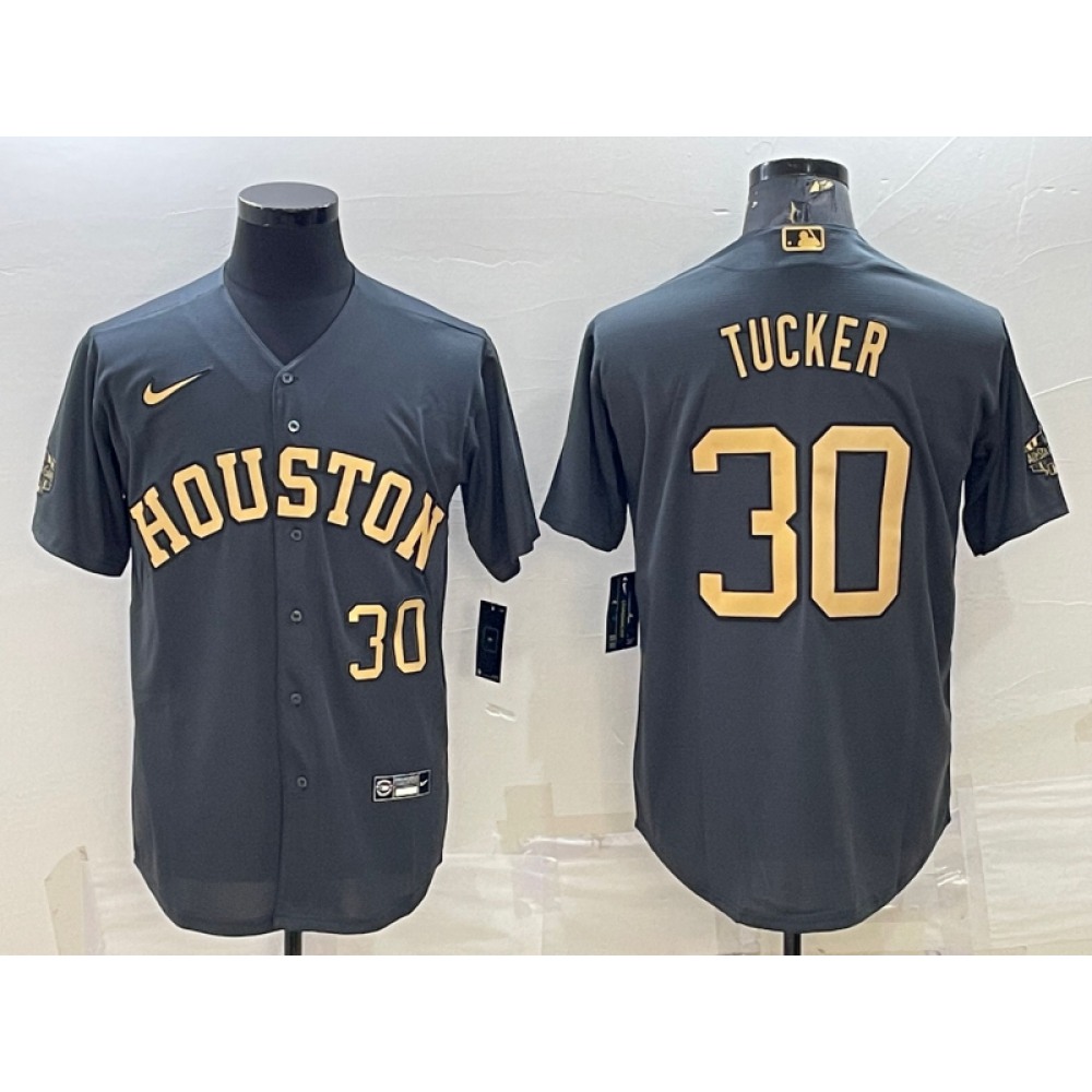 Men's Houston Astros #30 Kyle Tucker 2022 All-Star Charcoal Cool Base Stitched Baseball Jersey