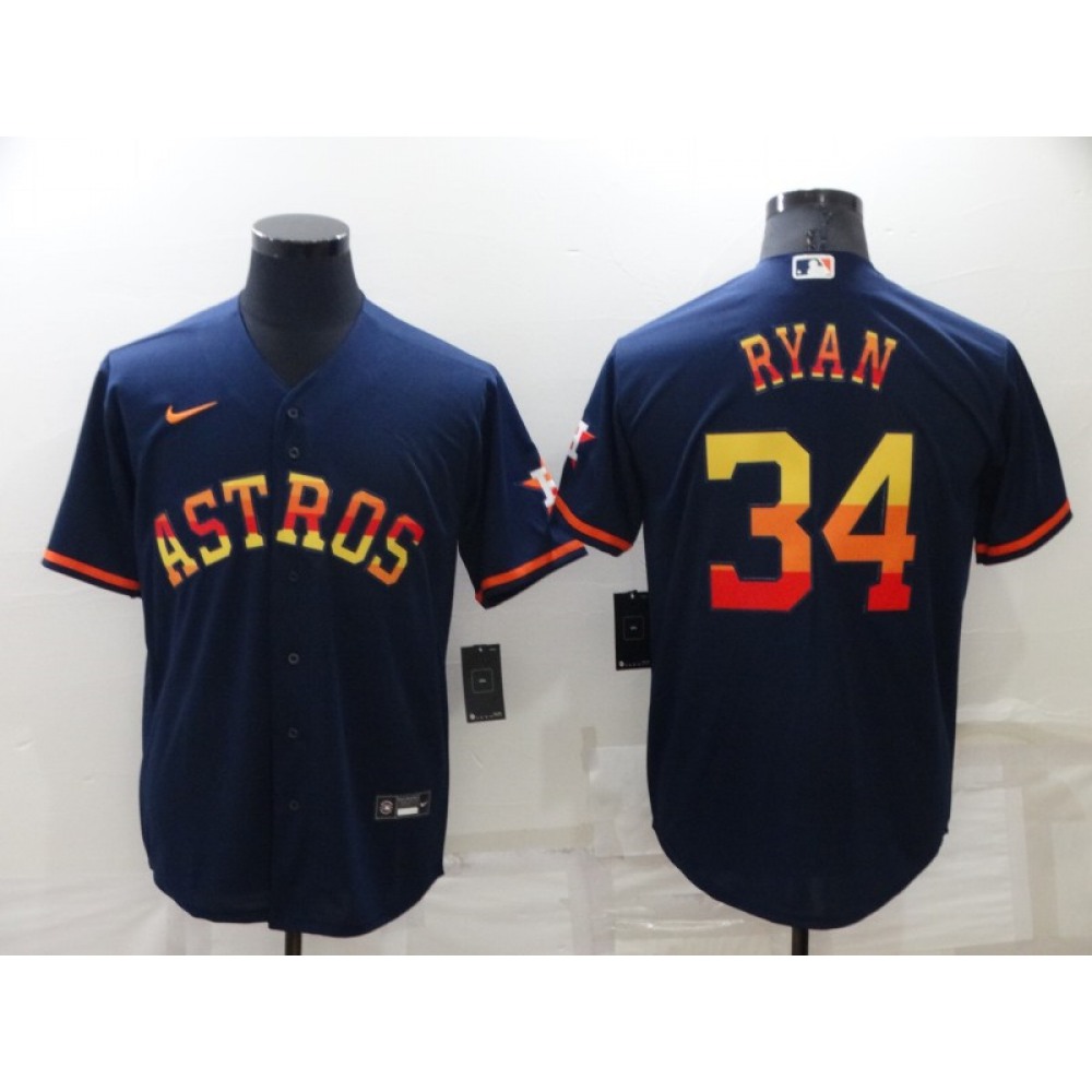 Men's Houston Astros #34 Nolan Ryan 2022 Navy Cool Base Stitched Jersey