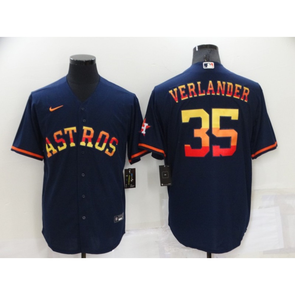Men's Houston Astros #35 Justin Verlander 2022 Navy Cool Base Stitched Jersey